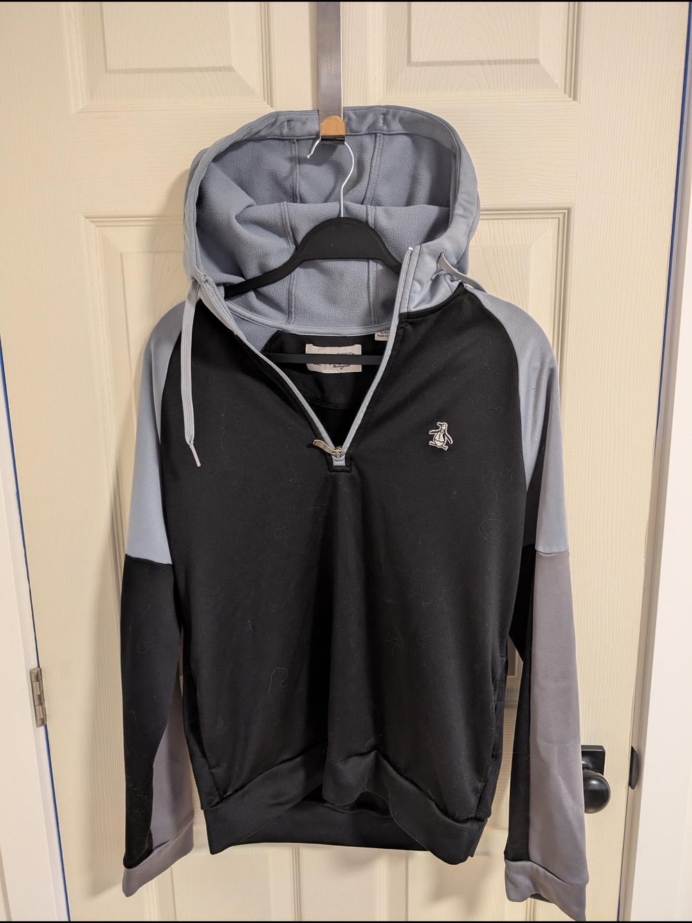 Original Penguin Black and Light Gray Quarter-Zip Hoodie